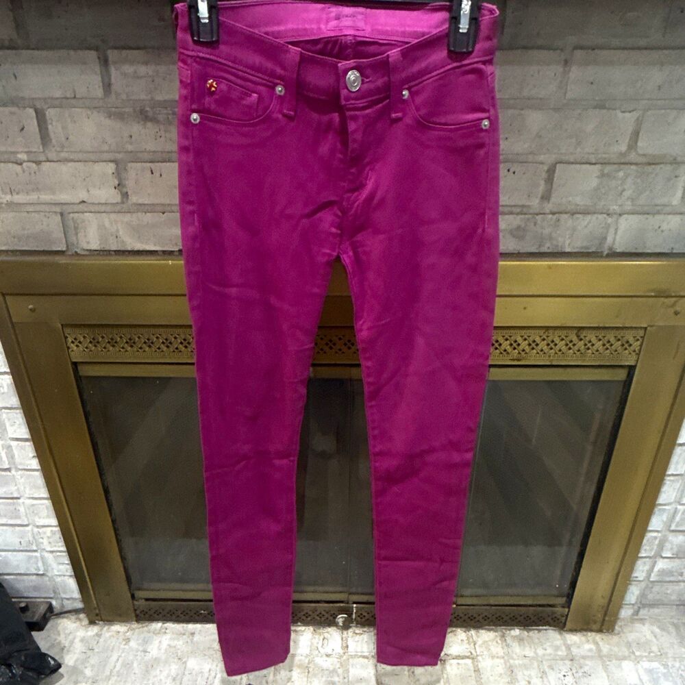 Women’s Hudson Pink Skinny Jeans Slim Fit Stretch 5-Pocket Medium Wash